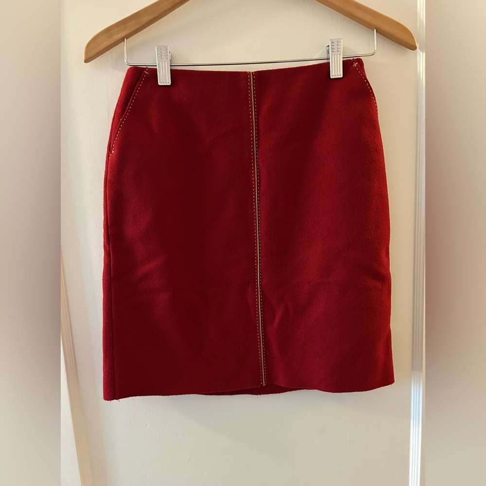 **J.Crew Wool Blend deep Red Pencil Skirt, Size 0P**